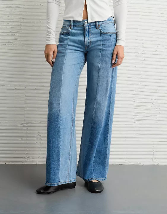 Patch Work Low-Rise Ultra Wide Jeans