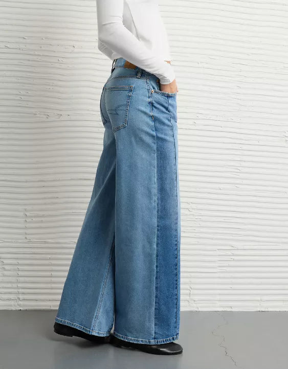 Patch Work Low-Rise Ultra Wide Jeans